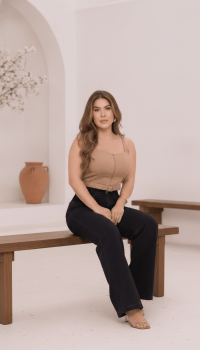 Calça Jeans wed-Leg Preta  